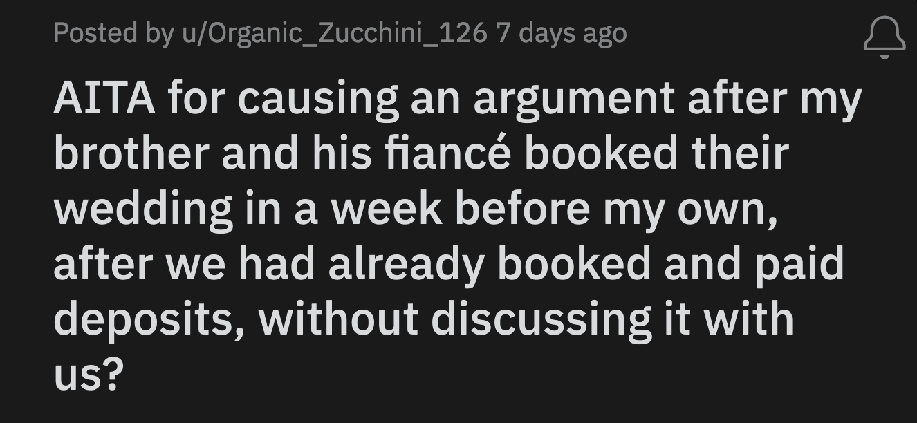 OP reached out to their sibling and his fiancée a few days later. They told OP that they didn't want to discuss their plans with them any further.