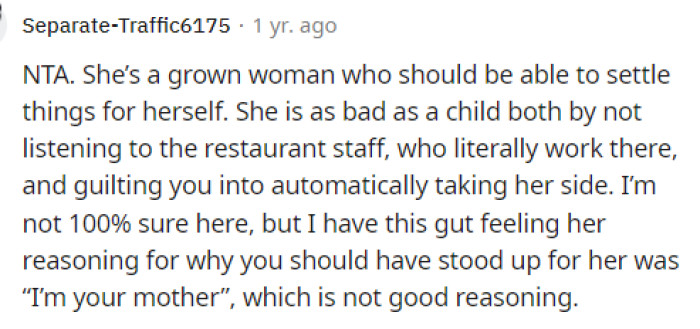 People were pretty adamant that OP's mom was the bad guy here because of how she was acting, and we definitely agree with them.