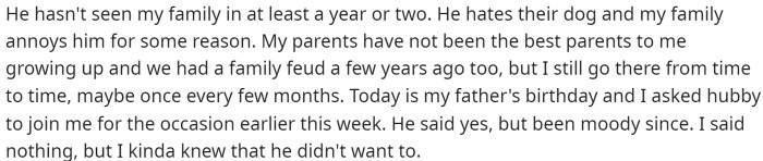 Then she goes on to explain the relationship between him and her family, which honestly doesn't seem to exist.