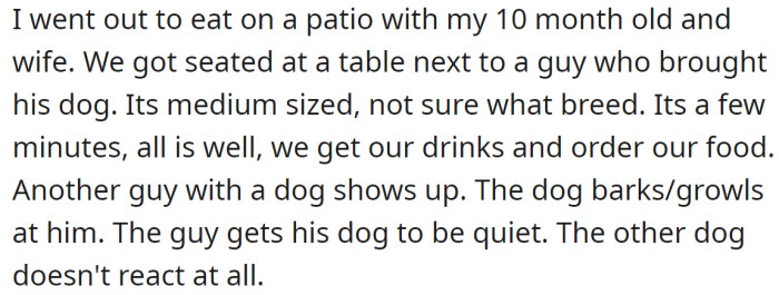 They went to a restaurant with their 10-month-old baby: