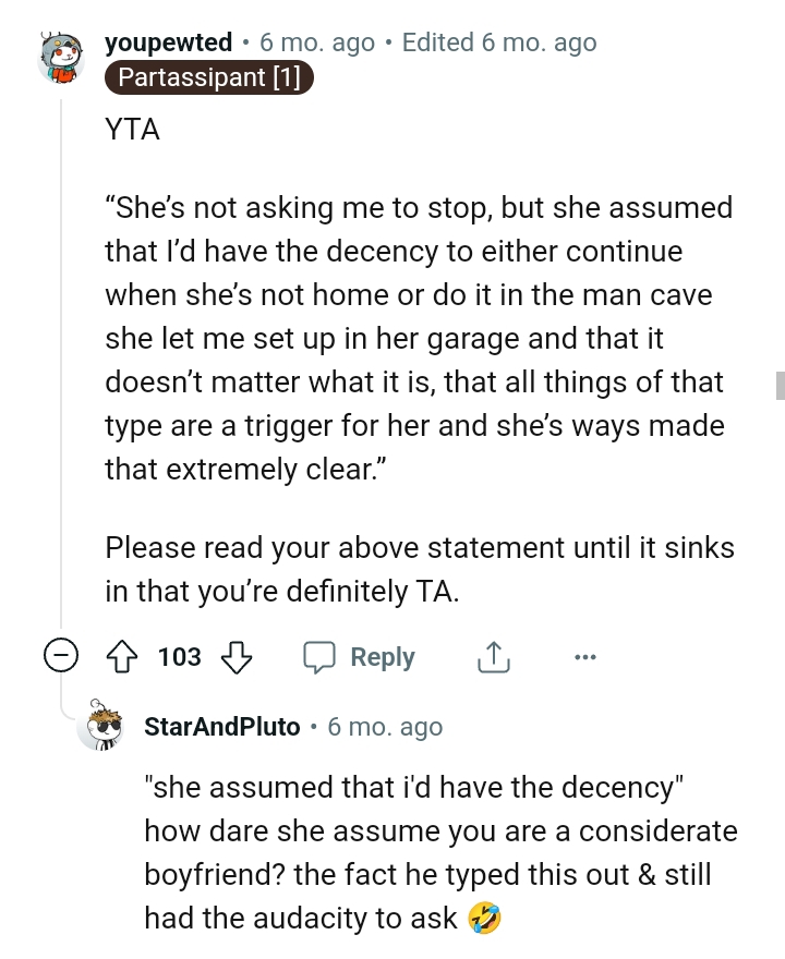 The OP should read his post and let it sink in that he's an AH