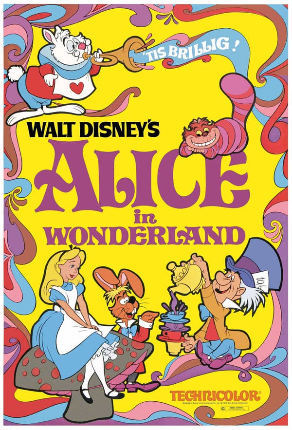Walt Disney initially rejected the final version of Alice in Wonderland. Still, after its popularity surged among college students in the 1970s, it was re-released in 1974, highlighting its psychedelic aspects with new promotional materials.
