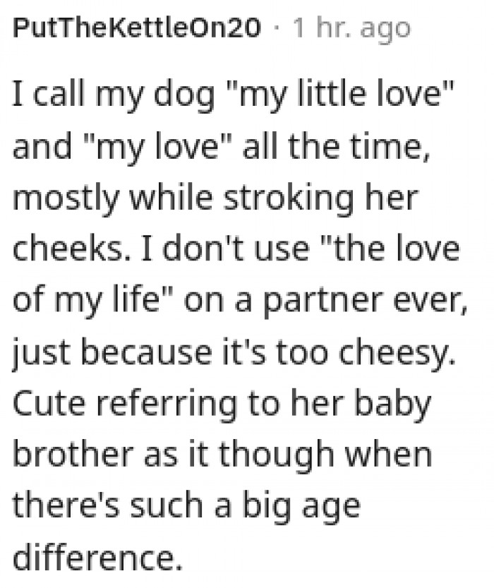 This commenter calls the dog little love