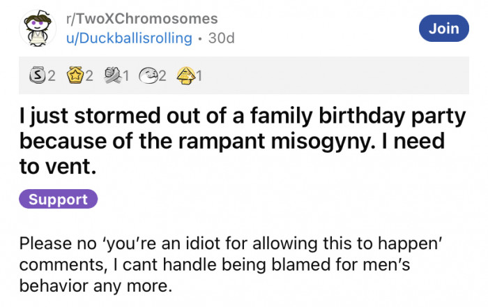 The original poster started by saying she was 