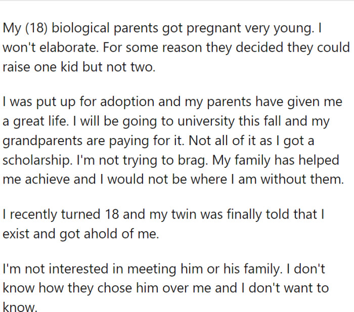 He was adopted by a great family