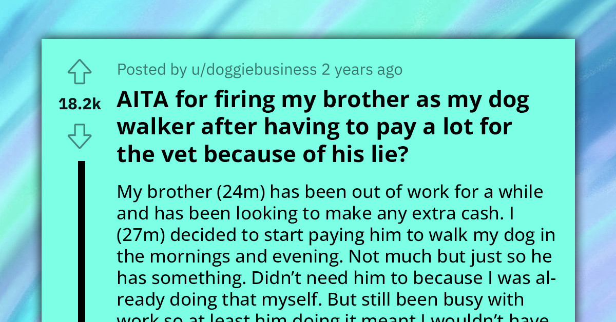 Redditor Fires Brother From Dog-Walking Duties Following Costly Vet Visits Stemming From A Needless Lie