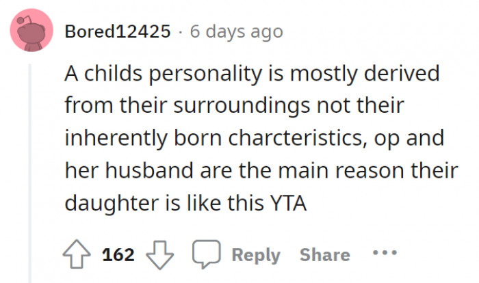 “The parents are the main reason their daughter is like this.”