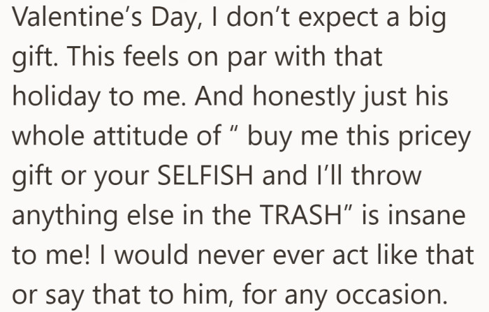 Her reaction centers on tone, not money. Being told what to buy, or else, crosses a line she never expected.
