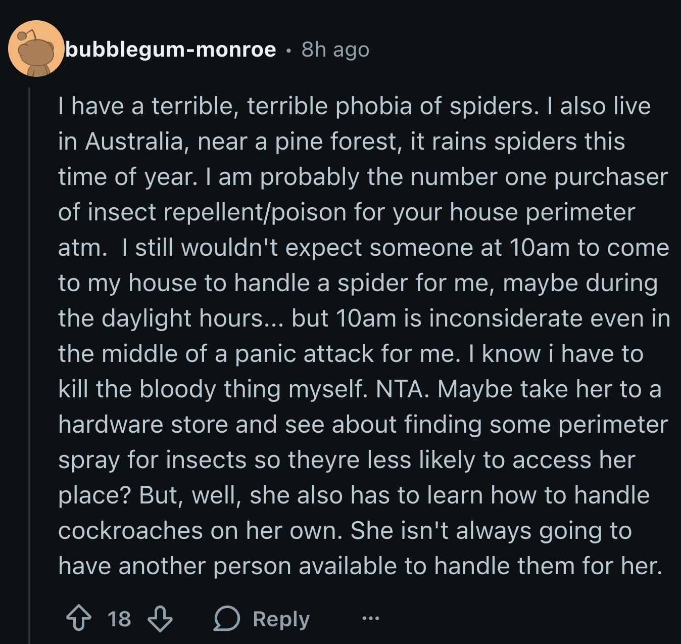Being terrified of spiders AND living in Australia does not sound like a good idea ever. Ever.