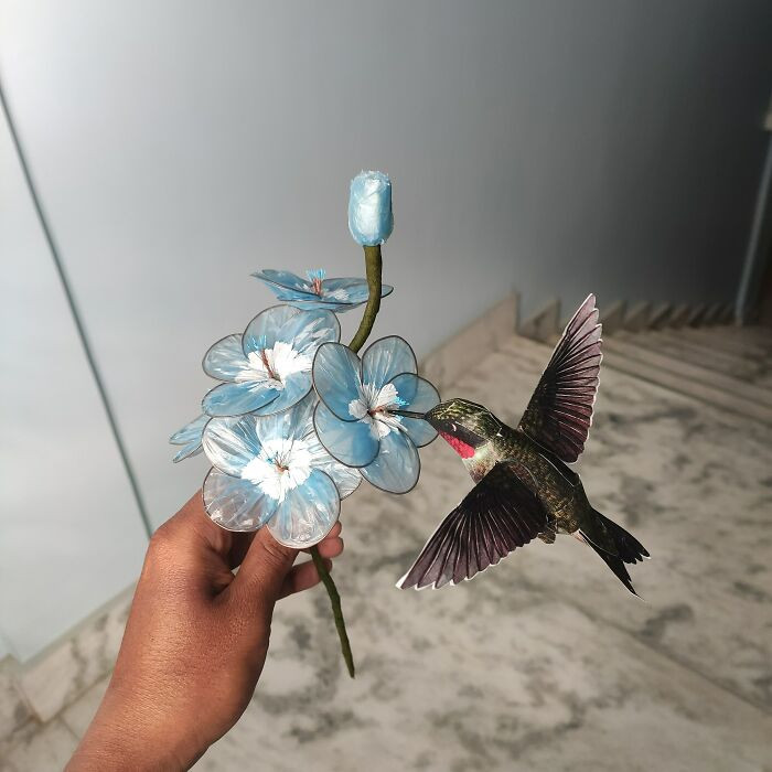 8. Made This From Some Plastic Bags And Old Wires