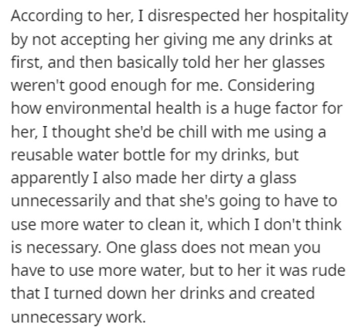 The friend accused OP of disrespecting her hospitality