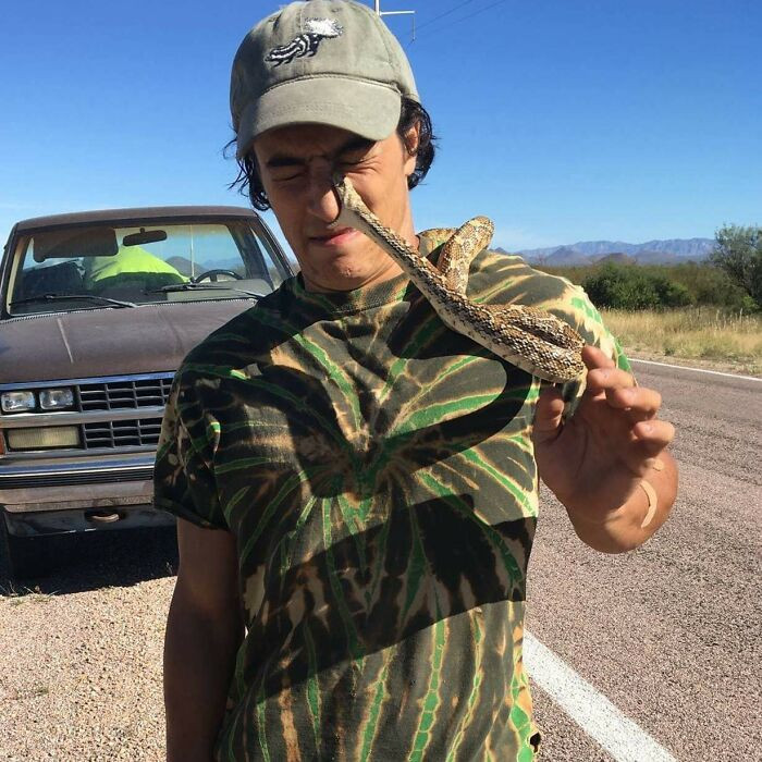 "WCGW If I Take A Picture With This Gopher Snake I Found In The Road?"