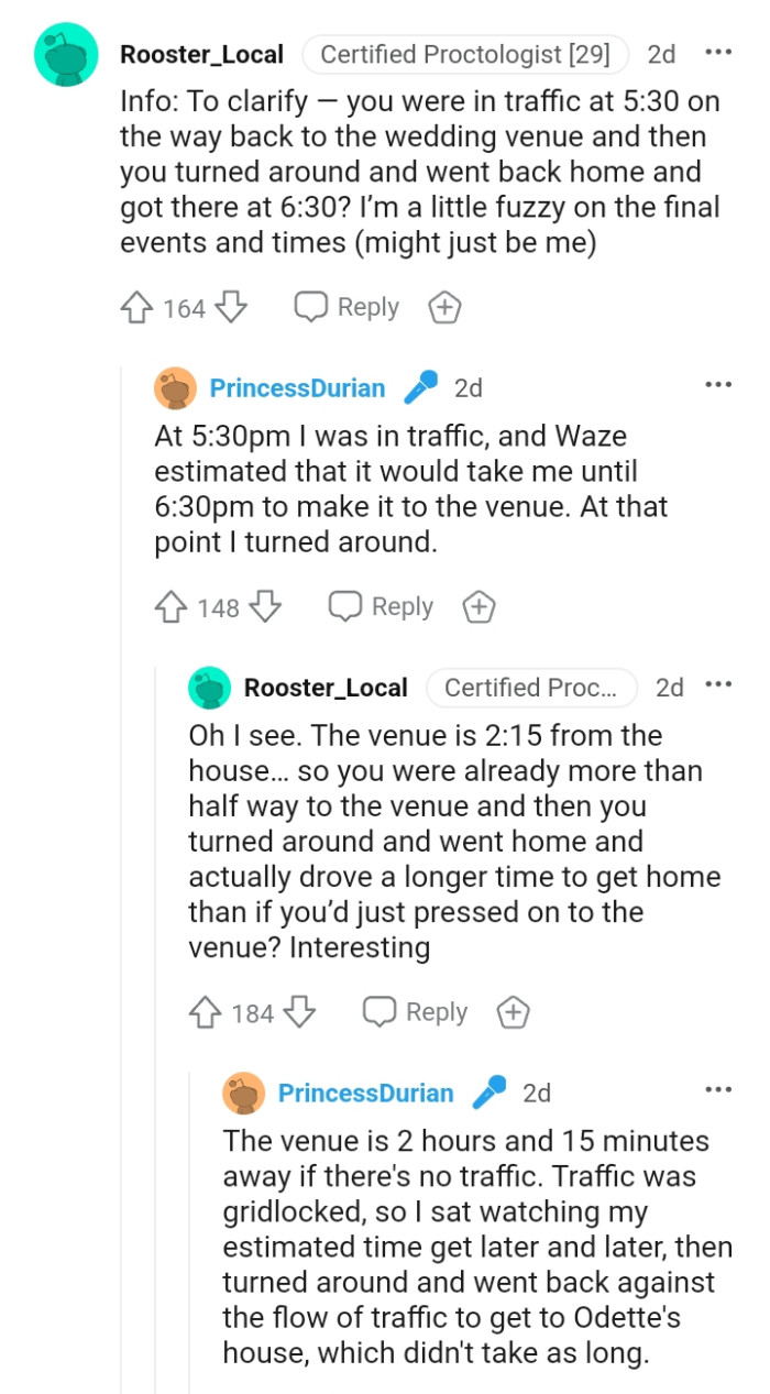 The OP described better when she decided to turn and just head home