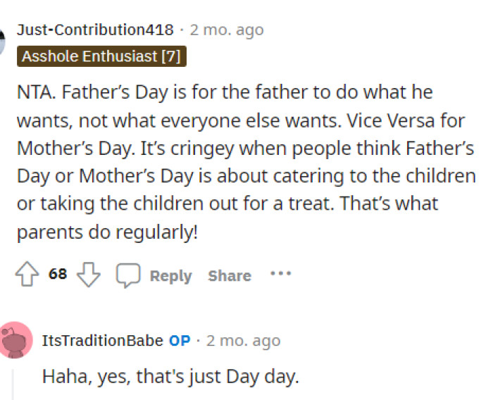 This definitely shows just what people think about celebrating Father's Day is about - it's about the father.