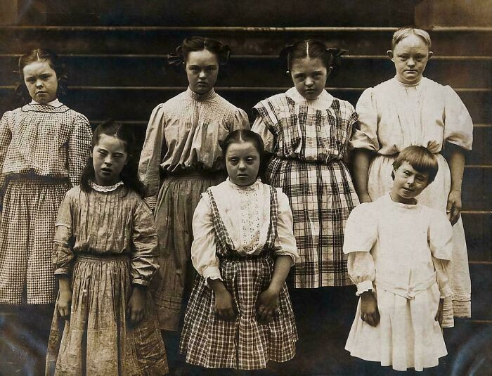 "Girls With Down's Syndrome At The Institution For Feeble-Minded Children, New York, 1902"
