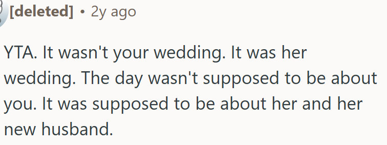 It wasn't OP's wedding.