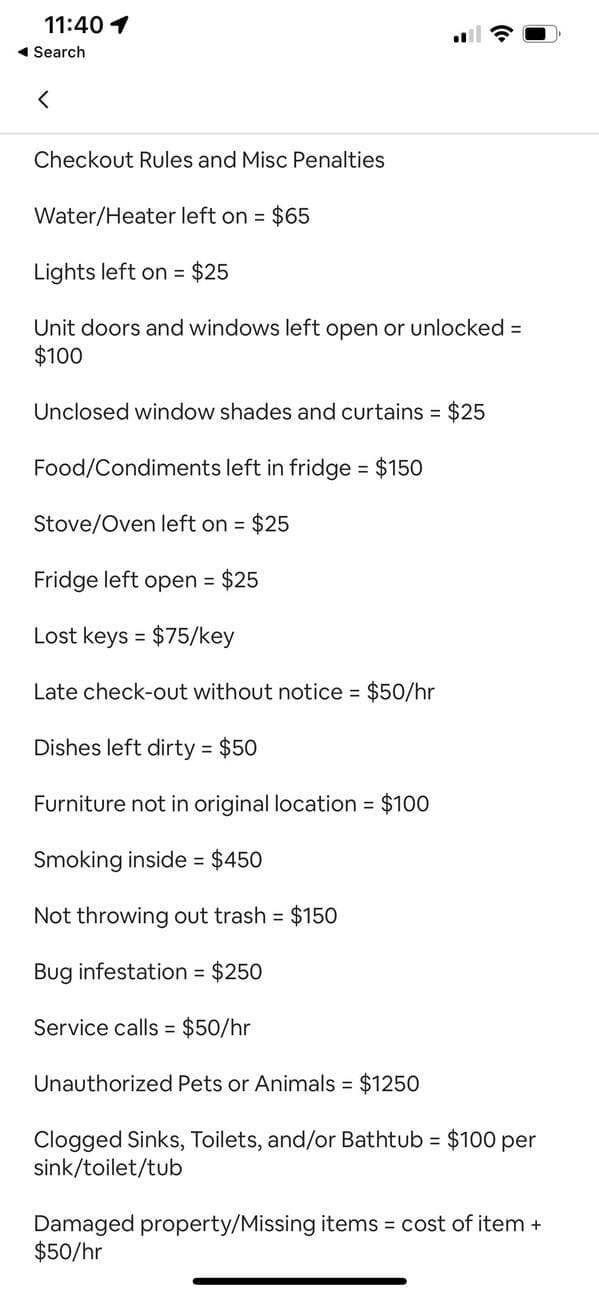 This Airbnb doesn’t just have ridiculous check-out rules; there are penalties attached if you fail to comply