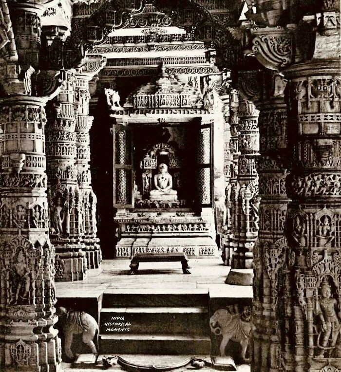 "Intricate Marble Carvings Inside The Luna Vasahi Temple, Part Of The Renowned Dilwara Temples In Mount Abu, Photographed Circa 1948"