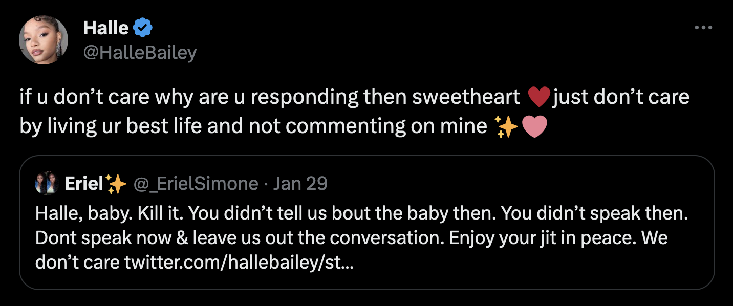 Halle kindly told fans who belong in this category to live their best lives instead of wasting their time writing unwanted comments about hers.