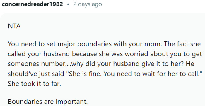 OP needs to set major boundaries with mom