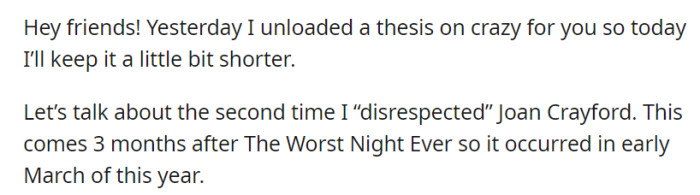 OP unloaded a thesis yesterday and plans to discuss their second 