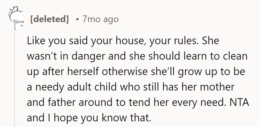 House rules: shaping self-sufficient stars, not eternal dependents. Definitely NTA!