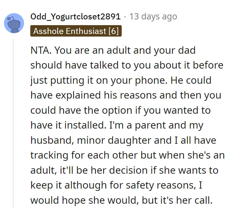 Dad skipped the talk and went straight to the track. Autonomy, coming soon to a daughter near you.