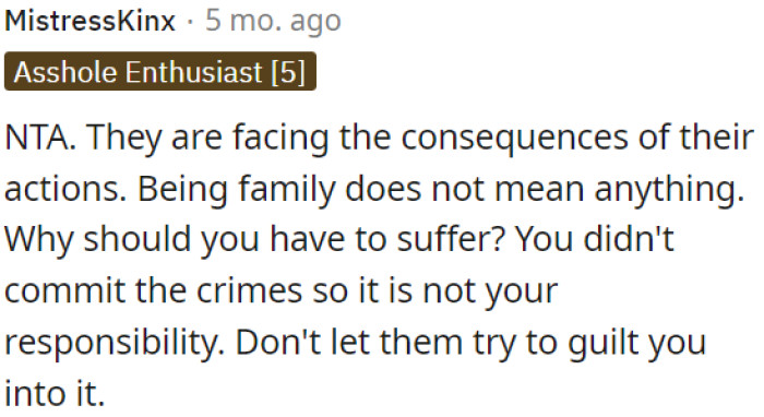 It's not OP's fault, and she shouldn't feel obligated to help.