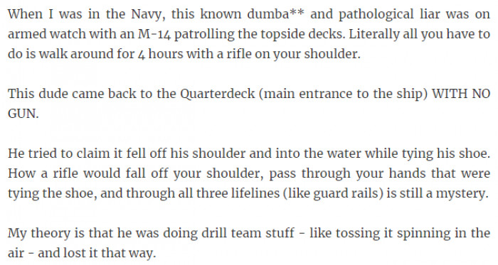 32. Walk around for four hours with a rifle