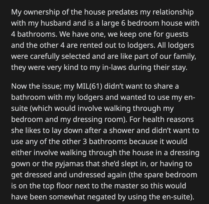 The idea of her MIL walking in on that scene and seeing the piles of dirty clothes OP hasn't washed yet made the new mom uncomfortable