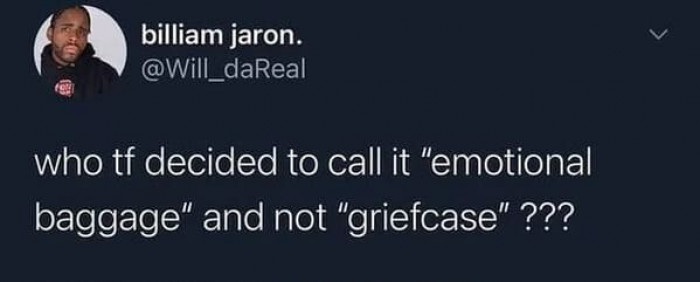 8. “Emotional Baggage < Griefcase”