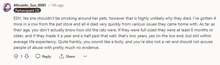 ESH. Yes, She Shouldn’t Be Smoking Around Her Pets