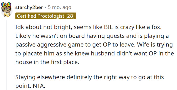 One Redditor advised the OP to find another place to stay