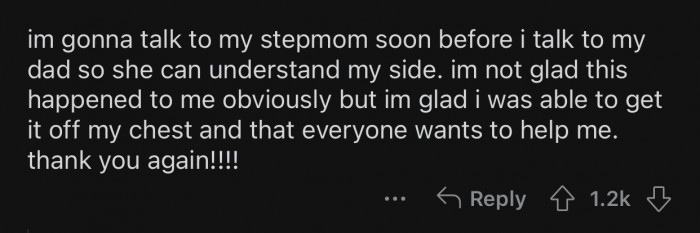 OP is happy to get a lot of things off her chest.