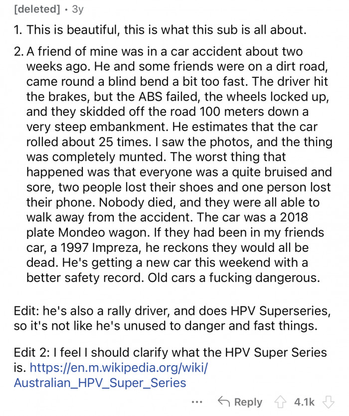 “Nobody died, and they were all able to walk away from the accident.”