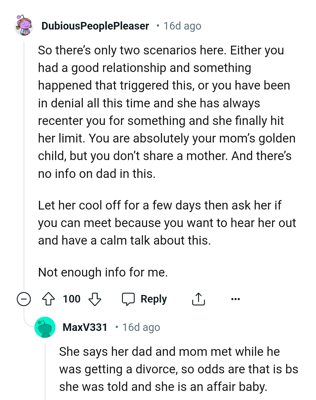 There's no info on dad