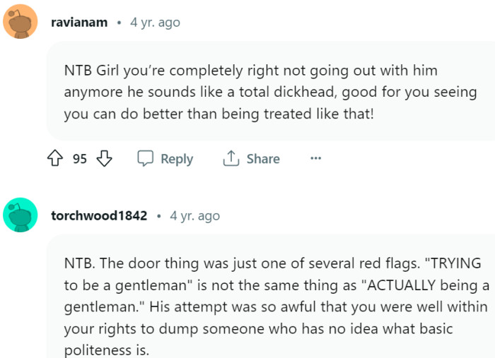 His attempts at being a gentleman were so misguided