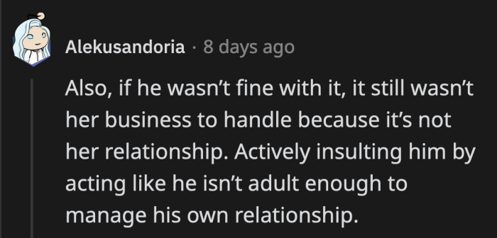 Even if Danny felt uncomfortable about Lucy's clothes or behavior, it was still none of OP's business