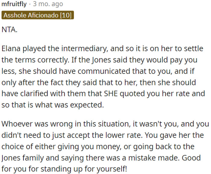 It's commendable that OP advocated for herself.