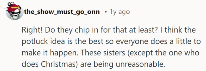 Basically, a potluck solves everything unless a few siblings would rather show up empty-handed and opinion-heavy.