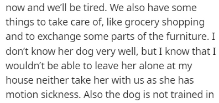 OP had a lot of things planned to do that day