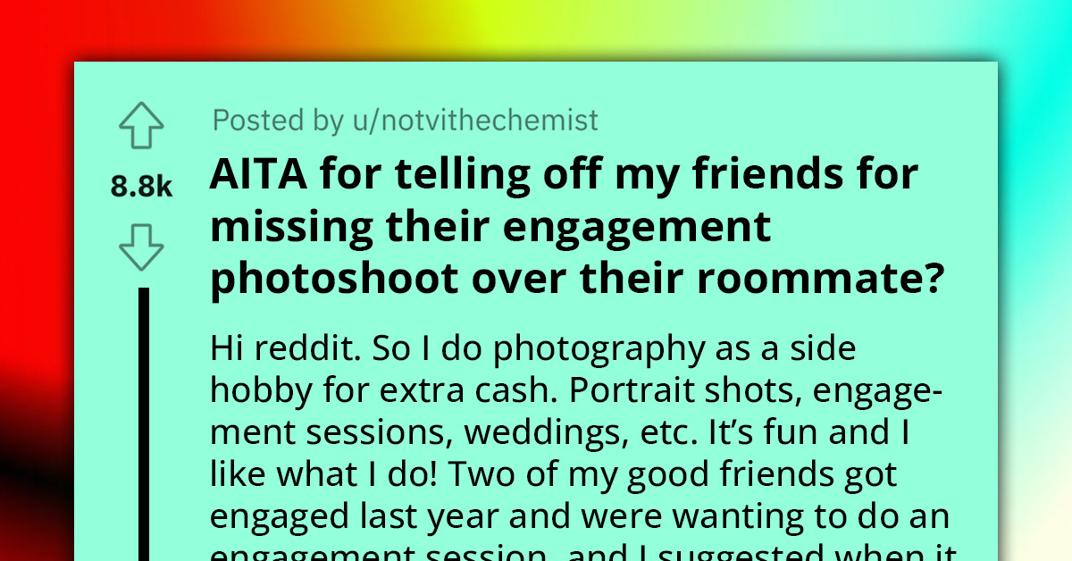Photographer Skips Friend's Engagement Photoshoot In Order Not To Annoy The Groom's Religious Roommate