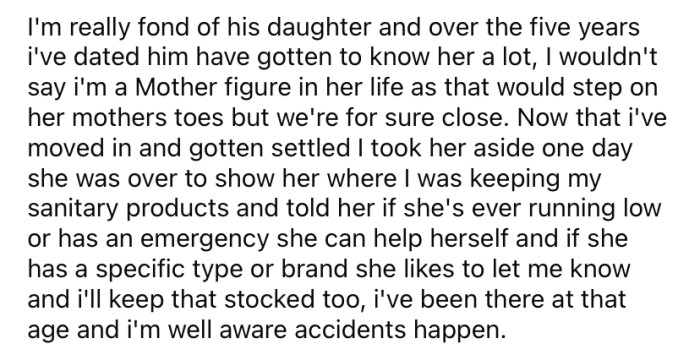 She explained that she and her boyfriend's daughter have a close relationship.