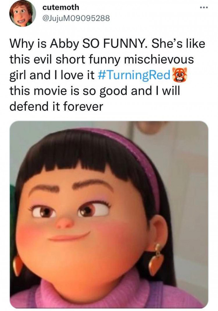 8. This tweep likens Abby to an evil, short, funny, mischievous girl.