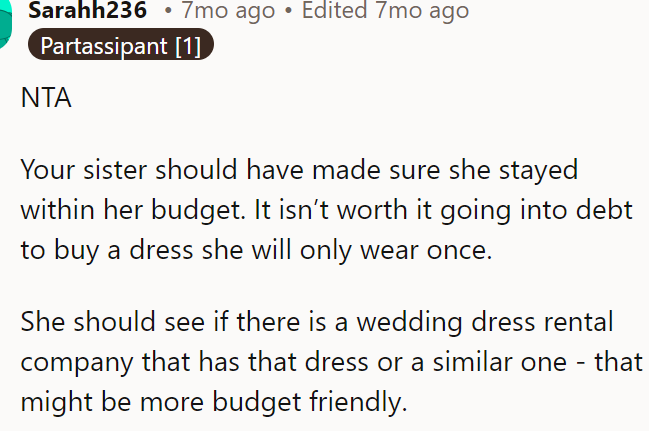 The sister should stay within their budget