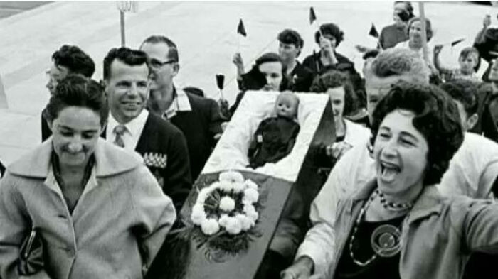 "Segregationists Harass 6 Year Old Ruby Bridges, Creating A Doll Of Her In A Coffin Due To Her Going Into An All White School. Louisiana, 1960"