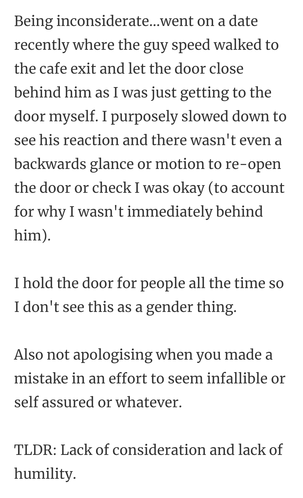 7. Being inconsiderate