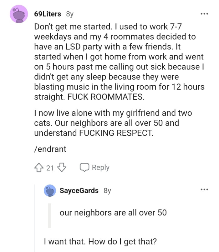 This Redditor Clearly Doesn't Like Roommates