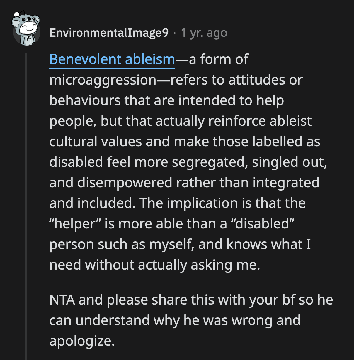 He wants to be thanked for being good. His behavior needed checking, although how he reacted doesn't give hope that Ryan is willing to learn.