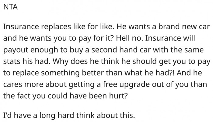 3. Her fiancé cares about a car more than her well-being.